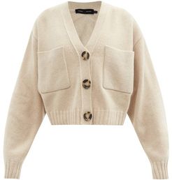 Patch-pocket Cropped Cashmere-blend Cardigan - Womens - Beige