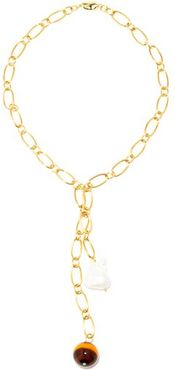 Pearl & 24kt Gold-plated Lariat Necklace - Womens - Gold Multi