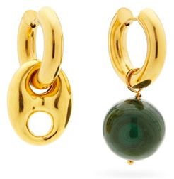Mismatched Malachite & 24kt Gold-plated Earrings - Womens - Green Gold