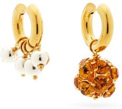 Mismatched Crystal & 24kt Gold-plated Earrings - Womens - Orange Multi