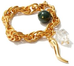 Chilli & 24kt Gold-plated Charm Bracelet - Womens - Gold Multi