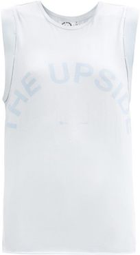 Logo-print Cotton-jersey Tank Top - Womens - Light Blue