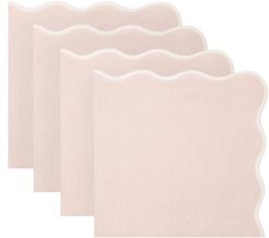 Set Of Four Scalloped-edge Linen Napkins - Womens - Light Pink