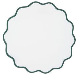 Set Of Four Scallop-edged Linen Placemats - Womens - White