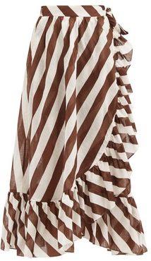 Lulu Striped Cotton Wrap Skirt - Womens - Brown Stripe