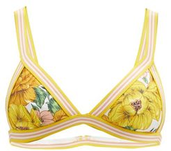 Poppy Floral-print Triangle Bikini Top - Womens - Yellow Print