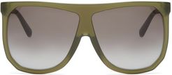 Filipa Oversized Flat-top Acetate Sunglasses - Womens - Khaki