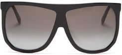 Filipa Oversized Flat-top Acetate Sunglasses - Womens - Black