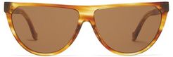 Flat-top Acetate And Metal Sunglasses - Womens - Tortoiseshell