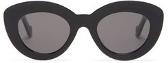 Anagram-logo Cat-eye Acetate Sunglasses - Womens - Black