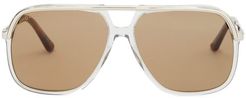 Web-stripe Aviator Acetate And Metal Sunglasses - Mens - Grey