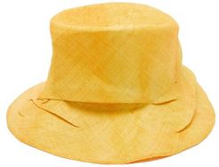 Bucket Folded Straw Hat - Womens - Orange