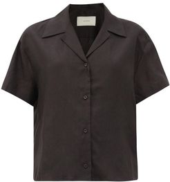 Prague Short-sleeved Organic-linen Shirt - Womens - Black