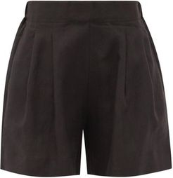 Zurich High-rise Organic-linen Shorts - Womens - Black