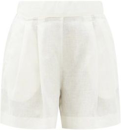 Zurich Pleated Organic-linen Shorts - Womens - Light Yellow