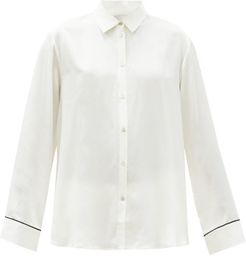 London Sandwashed Silk-satin Pyjama Shirt - Womens - White
