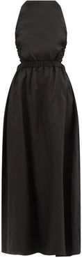 Alena Crossover-back Linen Maxi Dress - Womens - Black
