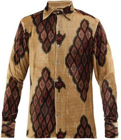 Geometric-print Velvet Shirt - Mens - Gold Multi