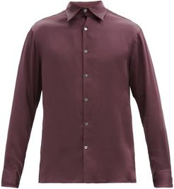 Silk-satin Shirt - Mens - Burgundy