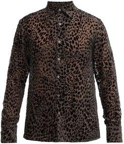 Leopard-print Velvet-devoré Shirt - Mens - Brown Multi