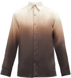 Ombré Silk-satin Shirt - Mens - Brown