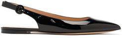 Anna Point-toe Patent-leather Slingback Flats - Womens - Black