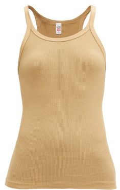 Ribbed Cotton Camisole - Womens - Beige