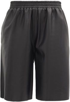 Mandrake Elasticated-waist Leather Wide-leg Shorts - Womens - Black