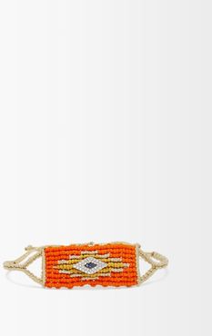 Evil Eye Diamond & Sapphire Woven Bracelet - Womens - Orange