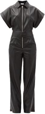 Waverly Zipped Faux-leather Jumpsuit - Womens - Black