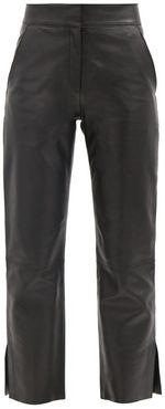 Zoe Cropped Leather Trousers - Womens - Black