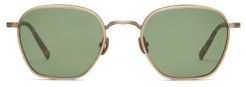 Hexagonal Gold-plated Titanium Sunglasses - Mens - Green