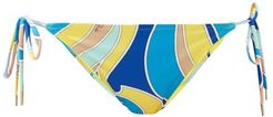Side-tie Quirimbas-print Bikini Briefs - Womens - Blue Multi