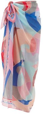 Quirimbas-print Cotton-voile Long Sarong - Womens - Pink Multi