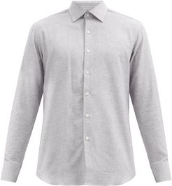 Brushed Cotton-twill Shirt - Mens - Grey
