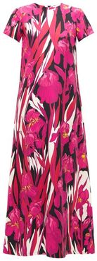 Swing Peony Floral-print Silk Maxi Dress - Womens - Pink Multi