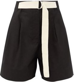 Birder High-rise Belted Cotton Shorts - Womens - Black