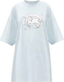 Magic Unicorn-print Cotton-jersey T-shirt - Womens - Light Blue