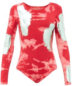Tie-dye Upcycled Cotton-blend Jersey Bodysuit - Womens - Red Multi