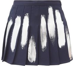 Hand-painted Pleated Mini Skirt - Womens - Navy Multi