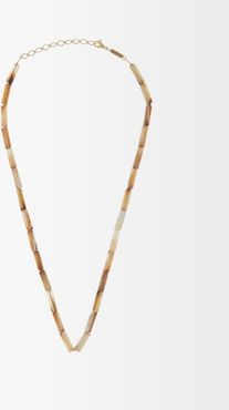 Agate & 18kt Gold Beaded Necklace - Womens - White Multi