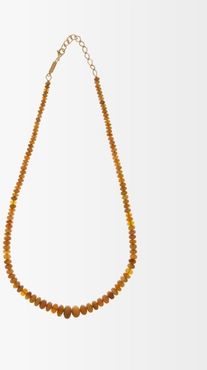 Opal & 18kt Gold Beaded Necklace - Womens - Brown Multi