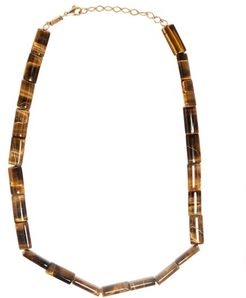Tiger-eye & 18kt Gold Beaded Necklace - Womens - Orange Multi