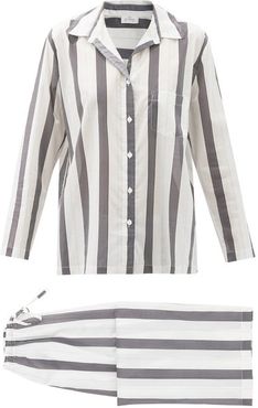 Striped Cotton-lawn Pyjamas - Womens - White Multi