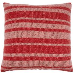 Super Soft Striped Cashmere Cushion - Red White
