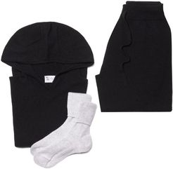 Cashmere Hooded Track Suit And Bed-sock Set - Womens - Black