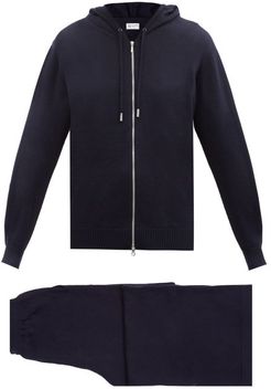 Wool Hooded Sweater And Track Pants - Womens - Navy