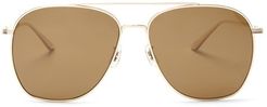 X Oliver Peoples Ellerston Titanium Sunglasses - Womens - Brown Gold