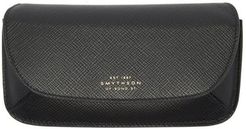 Concertina Panama Leather Glasses Case - Mens - Black