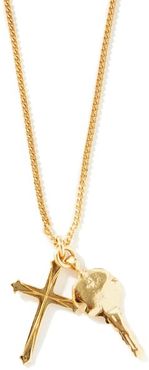 Cross And Key 24kt Gold-plated Necklace - Mens - Gold